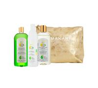 MAKARI Bebe Coffret cadeau de douche 3 pièces et sac de voyage gratuit Gel moussant, lait et huile nettoyants, routine de bain apaisante pour les nouveau-nés, produits de soins pour bébé sans paraben