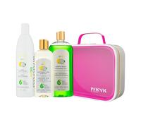 MAKARI Bebe Coffret cadeau de douche 3 pièces et sac de voyage gratuit Gel moussant, lait et huile nettoyants, routine de bain apaisante pour les nouveau-nés, produits de soins pour bébé sans paraben