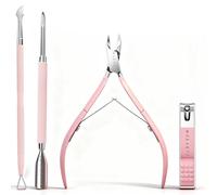 Makartt 4 Pinces Cuticules Rose Professional Cuticle Set with Clipper | Pince & Pousse & Grattoir & Coupe-Ongles, Manucure Complète Pro, Idéal Cadeau