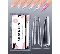 Makartt Capsules Ongles Oval Extra Long 240 Pcs 12 Tailles Semi-Cover | Ongle Capsule Extra Long avec 8 Repères de Coupe & Ligne Guide pour Formes Variées