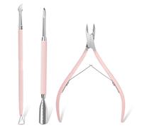 Makartt coupe cuticule ongle professionnel avec poussoir - 3 pinces cuticules ongles, pédicure, pince à cuticules en acier inoxydable, poussoir à cuticules à double extrémité, grattoir à ongles