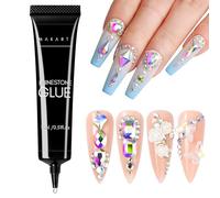 Makartt Gel 3D Nail Art 15ml - Rhinestone Glue Ultra Adhésif pour Strass Ongle Nail Art, Pierres, Cristaux et Bijoux - Lampe UV Nécessaire