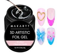 Makartt Gel 3D Nail Art Foil Glue - 8g transfert Foil Nails Gel UV, transfert de feuille pour Nail Art 3D, Nail Charm, Linear/Shell/ondulation Design, Studio, lampe UV DIY
