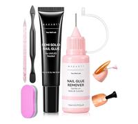 Makartt Kit de colle et de dissolvant pour ongles, colle semi-solide sèche à l'air libre 20s + dissolvant de précision, application et retrait faciles des ongles, adapté aux débutants et pas besoin de