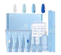 Makartt Kit de Gel pour Ongles en Poly Bleu Kit de Construction d'Ongles en Gel Avec la Solution de Glissement Gel Acrylique Ongles Clairs Kit d'Ongles (Bleu)