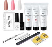 Makartt Kit de Gel pour Ongles en Poly Ongles Nude Rose Clair Gel d'amélioration Extension Builder avec le Kit de Piste Slip Solution Ensemble d'équipement d'art d'ongle de Bricolage pour débutant