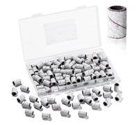 Makartt Lot de 100 bandes abrasives pour perceuse à ongles - Bandes de ponçage pour forets #240 Grain moyen pour enlever et façonner les ongles en acrylique, plus épais et durable, blanc