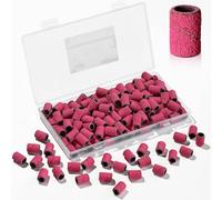 Makartt Lot de 100 bandes abrasives pour perceuse à ongles - Bandes de ponçage pour forets #80 - Grain moyen pour enlever et façonner les ongles en acrylique, plus épais et durable, rose