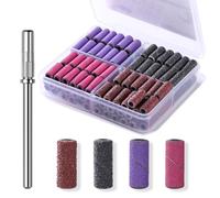 Makartt Lot de 100 bandes de ponçage pour perceuse à ongles 4 couleurs grossières et fines 80/120/180/240 grain petite bande de ponçage avec mini mandrin de 3,1 mm pour ongles en acrylique et gel