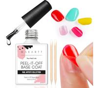 Makartt Peel Off Gel Base Coat Semi Permanent, 15 ML Bases Vernis Semi Permanent, Pelable pour les Débutants Dans la Pratique des Ongles,Retrait Facile Vernis Base Gel UV Ongles, Aucun Trempage Requis
