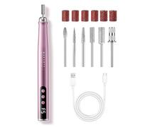 Makartt Perceuse à ongles en forme de stylo : lime à ongles électrique rechargeable 25 000 tr/min pour débutants, lime électrique légère sans fil avec affichage LED, rotation F & R, faible chaleur et