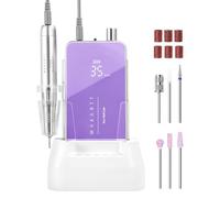 Makartt Perceuse à ongles professionnelle - Lime à ongles électrique 35 000 tr/min avec moteur sans noyau de 60 W, lime électronique rechargeable 2 en 1 de bureau et portable avec forets et écran LCD