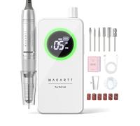 Makartt Perceuse à ongles sans fil - Lime à ongles électrique portable 35000 - Kit de lime à ongles pour ongles en gel acrylique avec embouts et bandes de ponçage - Blanc