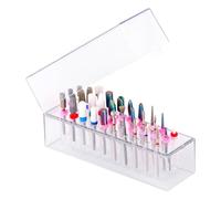 Makartt Support de forets à ongles, support anti-poussière avec 30 trous pour perceuse à ongles, outils professionnels pour nail art (forets non inclus, transparent)