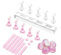 MAKARTT Support Ongles Capsules, Présentation pour Ongles Capsules en Press On Nails, Support Magnétique en Acrylique pour Entraînement Nail Art, Présentoir Transparent et Rose avec 48 Pièces