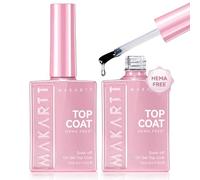 Makartt Top Coat Semi Permanent Sans HEMA, Set 2x15ML Top Coat Gel UV Sans Essuyage, Éclat Diamant, Longue Tenue, À Retirer Par Trempage, DIY Manucure Cadeau Femmes