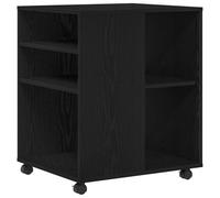 Makastle Armoire à roulettes, Casiers de Classement avec 5 Compartiments Ouverts, Meuble de Rangement pour Bureau, Chambre, 60x53x72 cm Chêne Noir Bois D'ingénierie