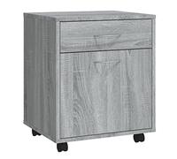 Makastle Armoire à roulettes, Casiers de Classement avec Tiroir et Porte, Meuble de Rangement pour Bureau à Domicile, Chambre, 45x38x54 cm Sonoma Gris Bois D'ingénierie