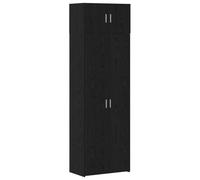 Makastle Armoire de Rangement avec 4 Portes et 6 Compartiments, Casiers Multifonctionnels pour Chambre à Coucher, Salon, 70x42,5x225 cm Chêne Noir Bois D'ingénierie