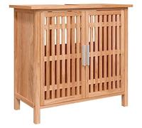 Makastle Armoire de Salle de Bain avec 2 Portes, Meuble de Rangement pour Chambre à Coucher, Salle de Séjour, 66x29x61,5 cm Bois Massif Noyer