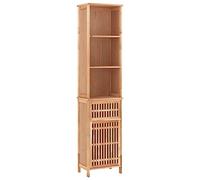 Makastle Armoire de Salle de Bain avec Tiroir, Porte et 5 Compartiments, Meuble de Rangement pour Chambre à Coucher, Salle de Séjour, 66x29x61,5 cm Bois Massif Noyer