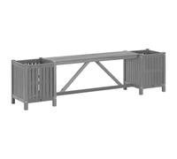 Makastle Banc de Jardin, Banquette de Jardin avec 2 Jardinières, Banc Exterieur pour Balcon Terrasse, 150 cm Bois d'acacia Gris