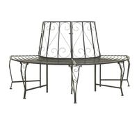 Makastle Banc de Jardin en Métal 160 cm Banc Tour d'arbre Banquette Demi-Rond, Acier Gris