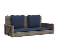Makastle Banc Suspendu 2 Places Balançoire de Jardin à Suspendre avec Coussins, Balançoire D'extérieur de Porche, Balcon, Terrasse, Gris 119 x 56 x 48 cm Résine tressée