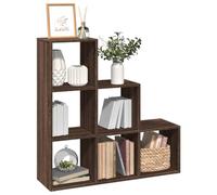Makastle Bibliothèque à 3 Niveaux et 6 Compartiments, Étagère de Rangement, Meuble de Rangement, séparateur de pièce, pour Salon, Bureau, Cuisine, chêne Marron 99x29x99 cm