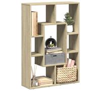 Makastle Bibliothèque à 3 Niveaux et 7 Compartiments, Étagère de Rangement, Meuble de Rangement, séparateur de pièce, pour Salon, Bureau, Cuisine, chêne Sonoma 63x20x90 cm Bois d'ingénierie