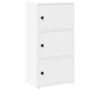 Makastle Bibliothèque à 3 Niveaux - Étagère de Rangement - Séparateur de pièce - Étagère de Bureau - avec 3 Portes - Blanc - 40 x 24 x 77 cm