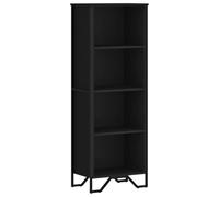 Makastle Bibliothèque à 4 Compartiments, casiers avec 4 Pieds en métal pour Salon, Chambre à Coucher, Bonne stabilité, Noire, 50 x 31 x 137,5 cm