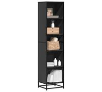 Makastle Bibliothèque à 5 Niveaux, Cadre en Métal, Étagère de Rangement, Meuble de Rangement, pour Salon, Bureau, Cuisine, Noir 40x35x170,5 cm Bois d'ingénierie