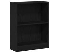 Makastle Bibliothèque avec 2 Compartiments, Meuble de Rangement Ouvert pour Bureau, Salle de séjour et Chambre à Coucher, 60x24x76 cm Noir Bois D'ingénierie