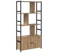 Makastle Bibliothèque avec 2 Portes et 3 étagères, Meuble de Rangement Livres pour Bureau et Chambre à Coucher, 80x30x155.5 cm Chêne Artisanal Bois D'ingénierie