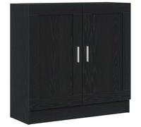 Makastle Bibliothèque avec 2 Portes et étagère, Meuble de Rangement Livres pour Bureau, Salon et Chambre à Coucher, 82,5x30,5x80 cm Chêne Noir Bois D'ingénierie