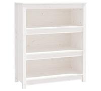 Makastle Bibliothèque avec 3 Compartiments, Meuble de Rangement Ouvert pour Bureau, Salle de séjour et Chambre à Coucher, Blanc 80x35x97 cm Bois de Pin Massif
