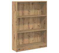 Makastle Bibliothèque avec 3 Compartiments Ouverts, casiers Robustes pour Salon, étude, Bonne stabilité, chêne Artisanal, 80 x 24 x 109 cm