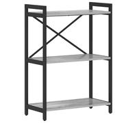 Makastle Bibliothèque avec 3 étagères, Meuble de Rangement Livres pour Bureau, Salle de séjour et Chambre à Coucher, 60x30x85 cm Sonoma Gris Bois D'ingénierie