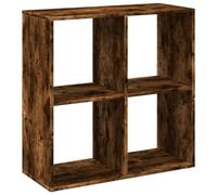 Makastle Bibliothèque avec 4 Compartiments, Séparateur de Pièce, étagère à Livres, Cloison de Séparation pour Salon, 69,5x29x69,5 cm Chêne Fumé Bois D'ingénierie