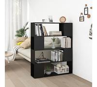 Makastle Bibliothèque avec 4 Niveaux, Meuble de Rangement, Étagère de Rangement, Armoire Présentoir pour Salon, Bureau, Noir 100x24x124 cm