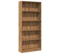 Makastle Bibliothèque avec 5 Compartiments Ouverts, casiers Robustes pour Salon, étude, Bonne stabilité, chêne Artisanal, 80 x 24 x 176 cm