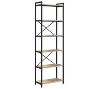 Makastle Bibliothèque avec 6 étagères, Meuble de Rangement Livres pour Bureau, Salle de séjour et Chambre à Coucher, 60x30x190 cm Chêne Sonoma Bois D'ingénierie