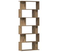 Makastle Bibliothèque avec 6 étagères Ouvertes, casiers, vitrine pour Salon, Chambre à Coucher, Bonne stabilité, chêne Artisanal, 80 x 24 x 192 cm