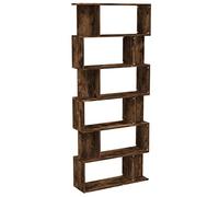 Makastle Bibliothèque avec 6 étagères Ouvertes, casiers, vitrine pour Salon, Chambre à Coucher, Bonne stabilité, chêne fumé, 80 x 24 x 192 cm