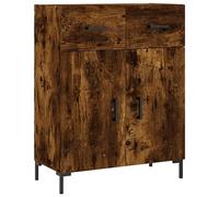 Makastle Buffet avec 2 Portes et 2 Tiroirs, Armoire, Meuble de Rangement pour Salle de Séjour, Bureau à Domicile, 69,5x34x90 cm Chêne Fumé Bois D'ingénierie