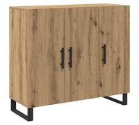 Makastle Buffet avec 3 Portes et 6 Compartiments, Meuble de Rangement pour Chambre, Salle de Séjour, Bureau à Domicile, 90x34x80 cm Chêne Artisan Bois D'ingénierie