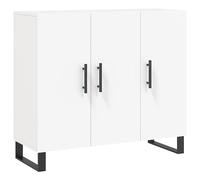 Makastle Buffet avec 3 Portes et 6 Compartiments, Meuble de Rangement pour Chambre, Salle de Séjour, Bureau à Domicile, 90x34x80 cm Blanc Bois D'ingénierie