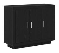 Makastle Buffet avec 3 Portes, Meubles de Rangement, Armoire Latérale Décorative pour Chambre à Coucher, Salle a Manger, Salon, 92x35x75 cm Chêne Noir Bois D'ingénierie