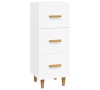 Makastle Buffet avec 3 Tiroirs, Commode de Chambre à Coucher, Organiseur de Rangement pour Salon, Entrée, Bureau à Domicile, 34,5x34x90 cm Blanc Bois D'ingénierie